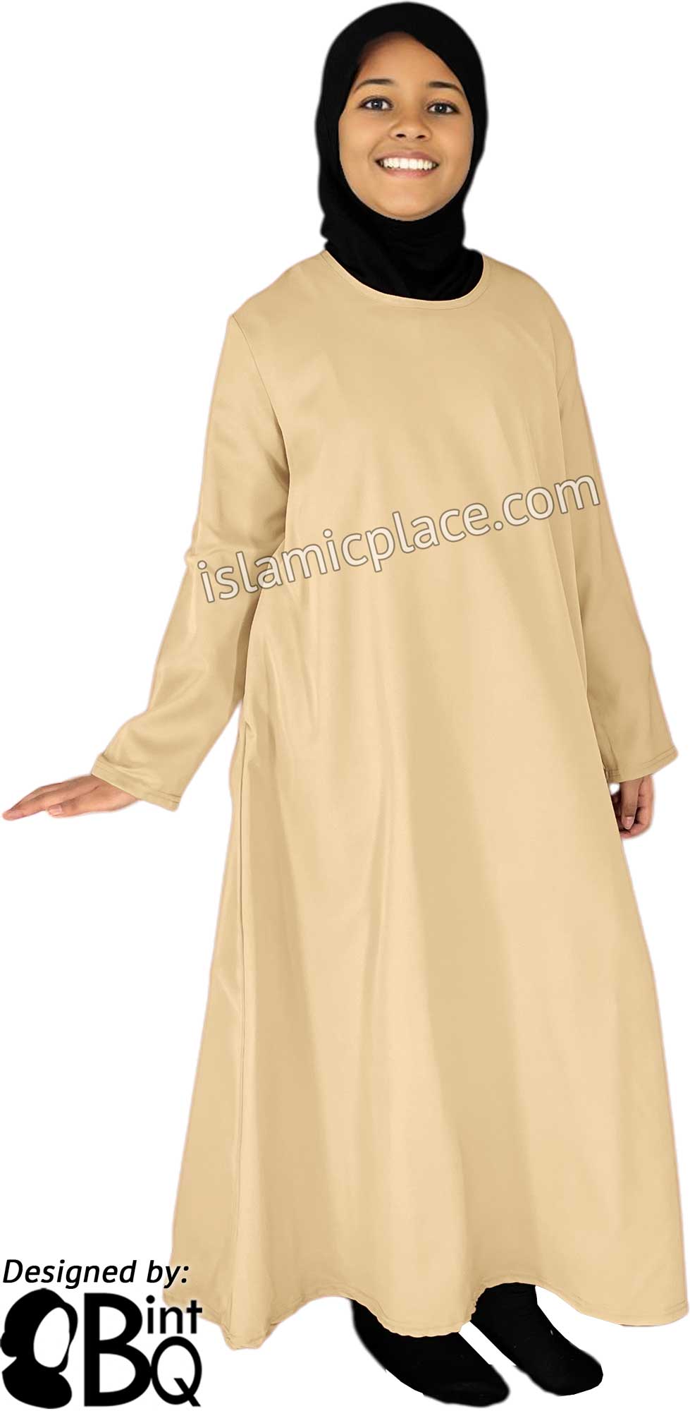 Beige - Girl's Basics Plain Abaya by BintQ