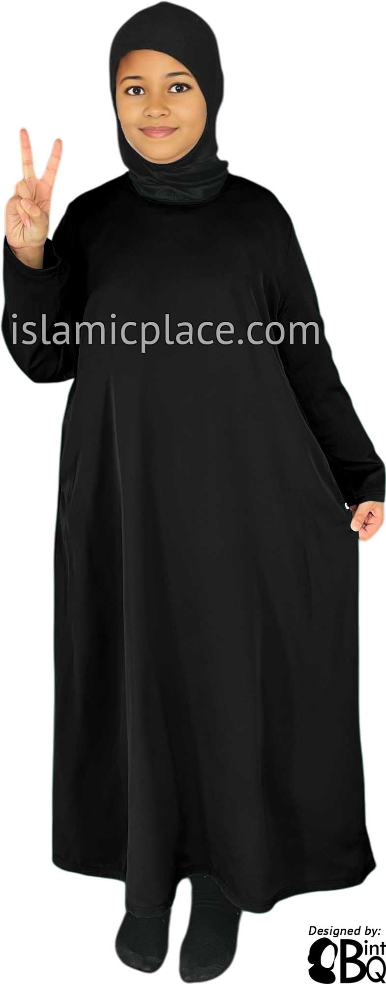 Black - Girl's Basics Plain Abaya by BintQ