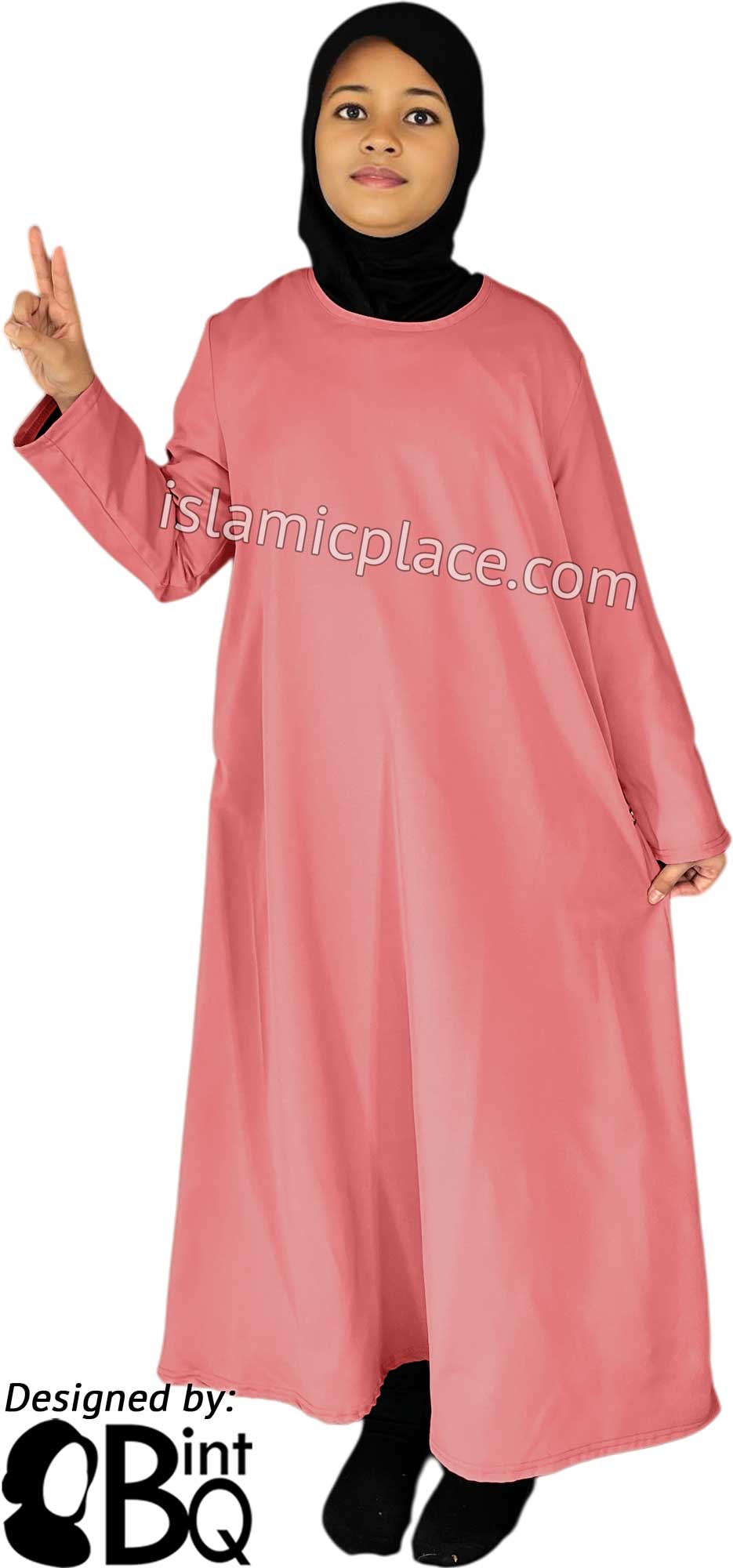 Blushing Pink - Girl's Basics Plain Abaya by BintQ