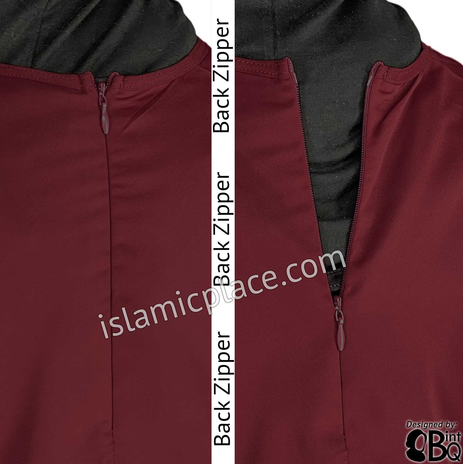 Burgundy - Girl's Basics Plain Abaya by BintQ