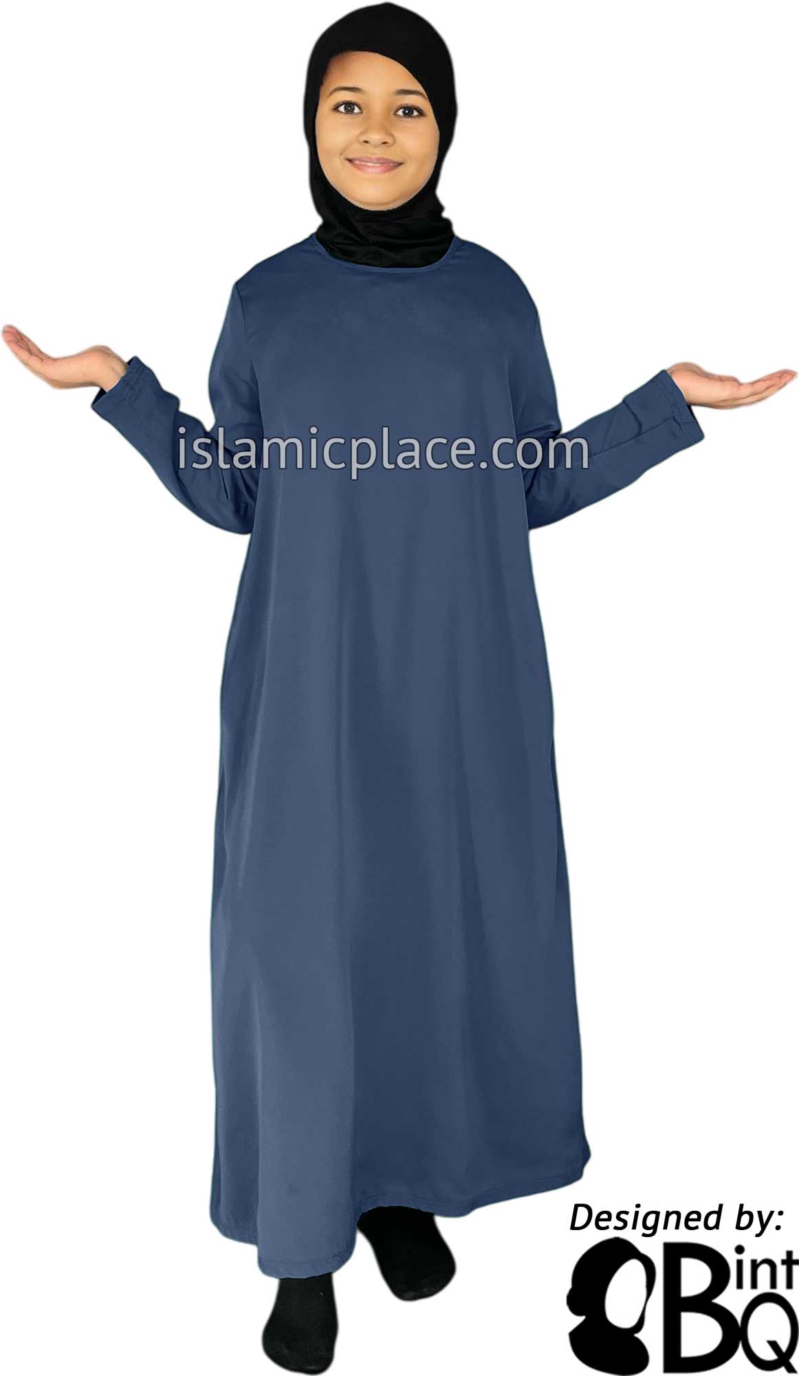 Denim Blue - Girl's Basics Plain Abaya by BintQ
