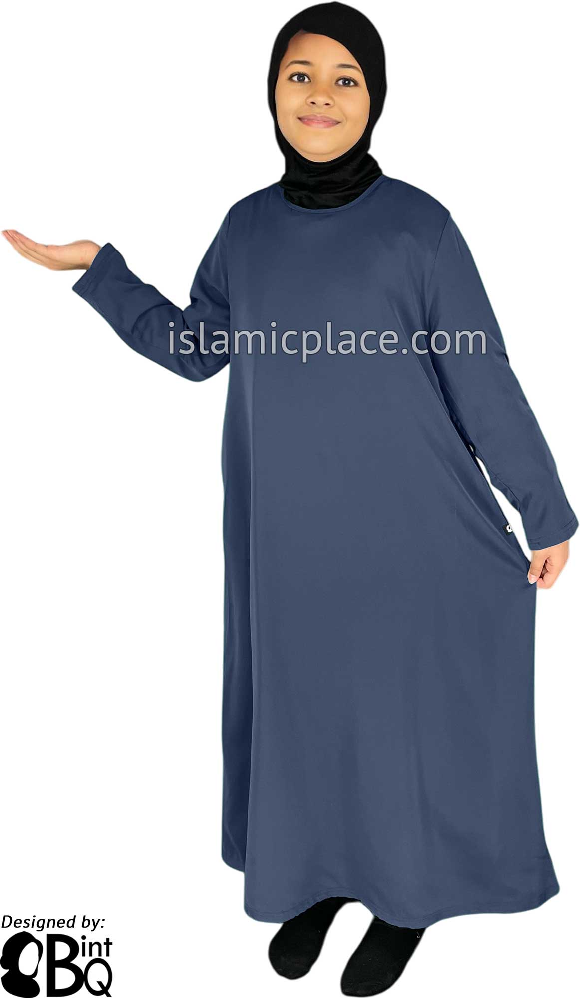 Denim Blue - Girl's Basics Plain Abaya by BintQ