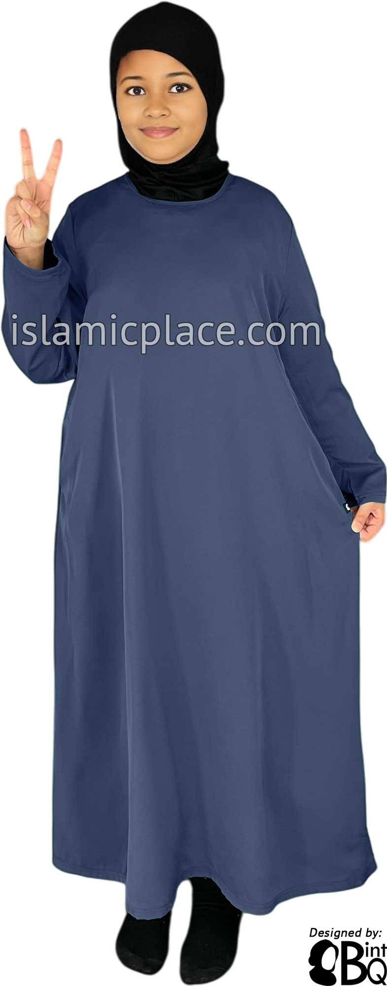 Denim Blue - Girl's Basics Plain Abaya by BintQ