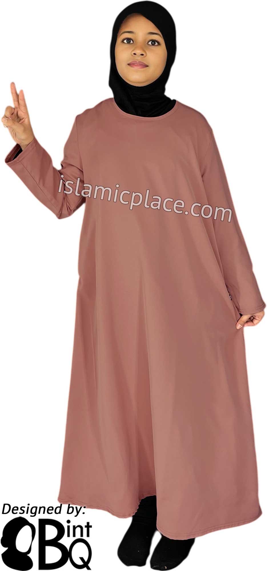 Dusty Rose - Girl's Basics Plain Abaya by BintQ