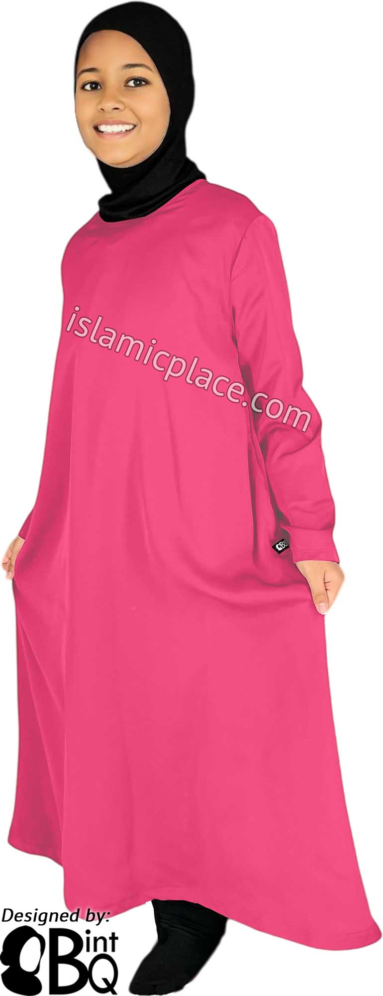 Flamingo Pink - Girl's Basics Plain Abaya by BintQ