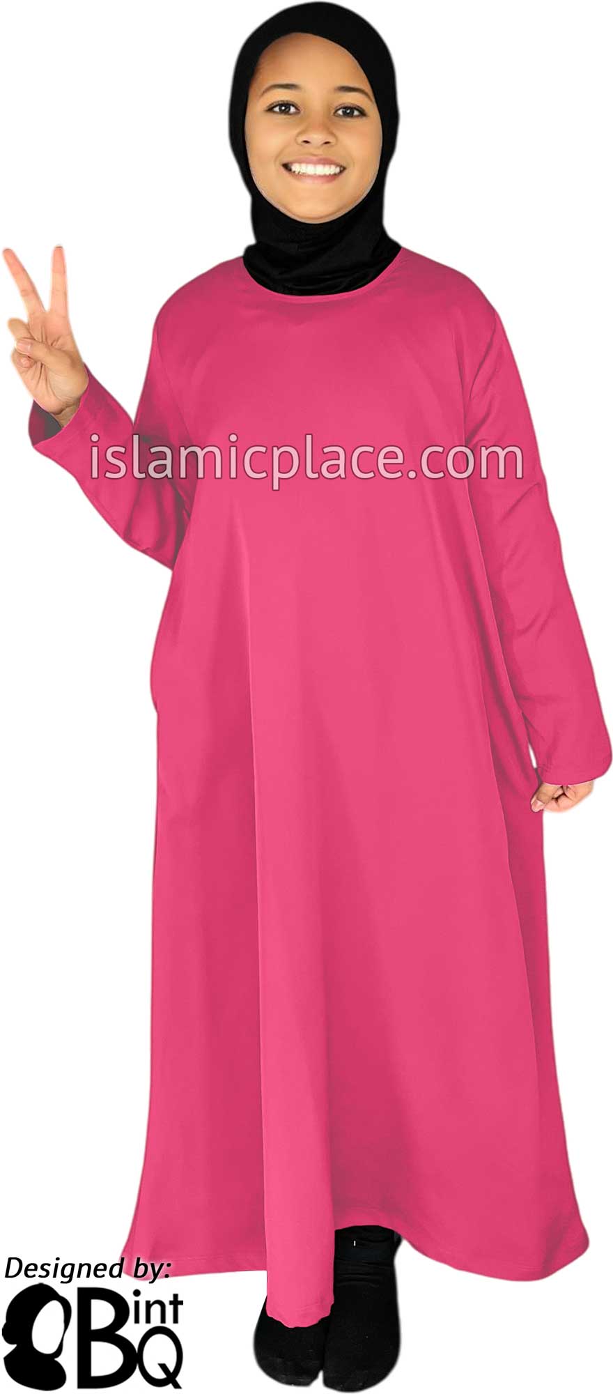 Flamingo Pink - Girl's Basics Plain Abaya by BintQ