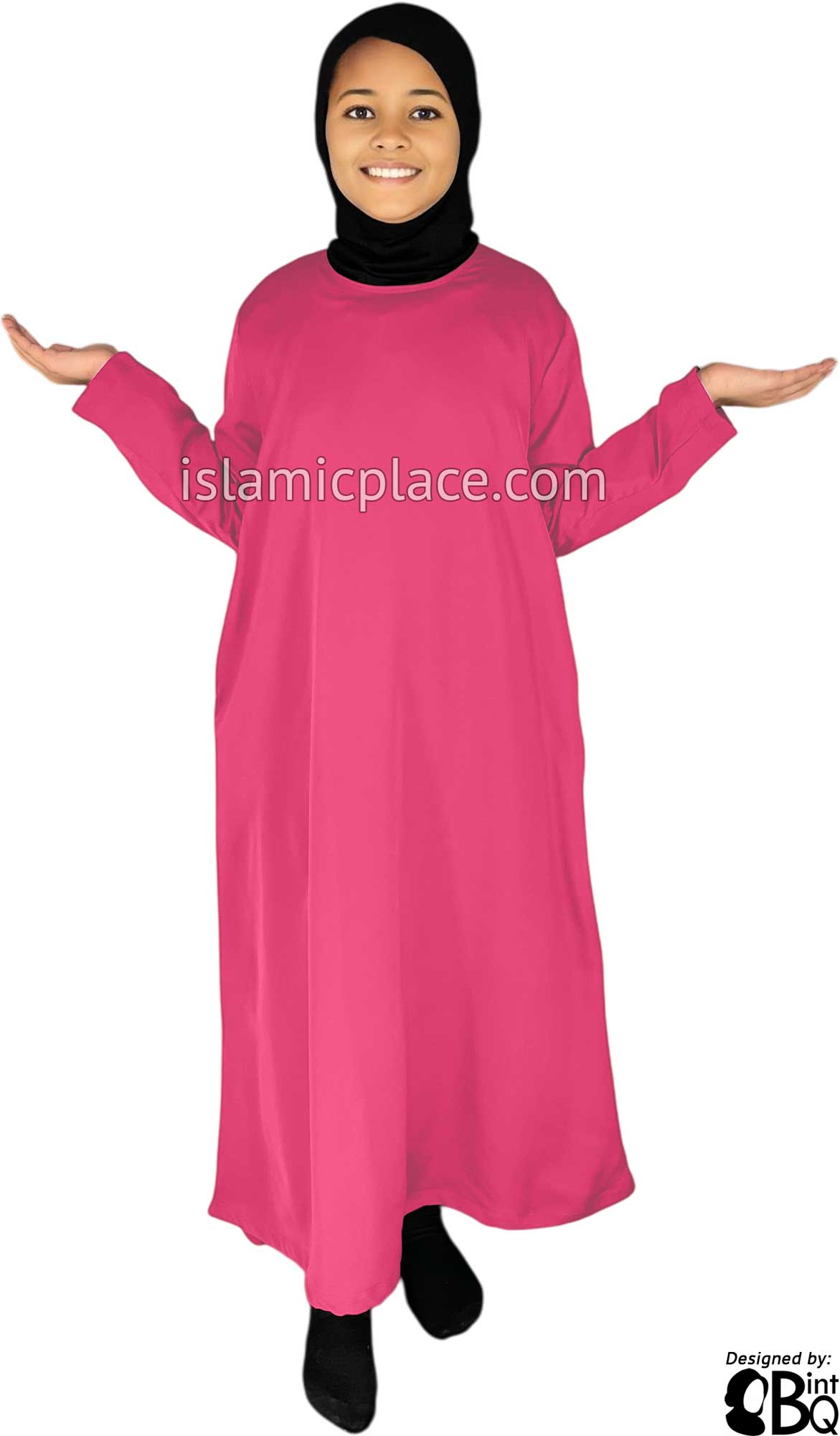 Flamingo Pink - Girl's Basics Plain Abaya by BintQ