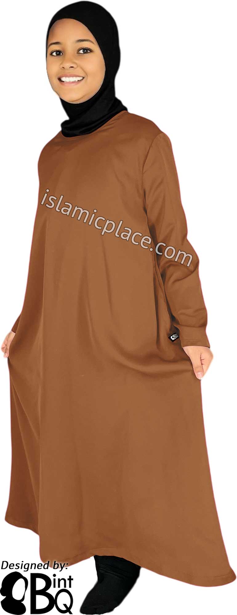 Hazelnut - Girl's Basics Plain Abaya by BintQ