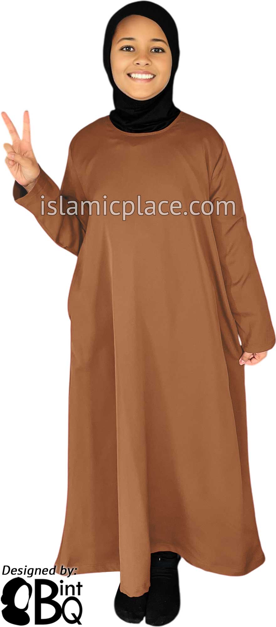 Hazelnut - Girl's Basics Plain Abaya by BintQ