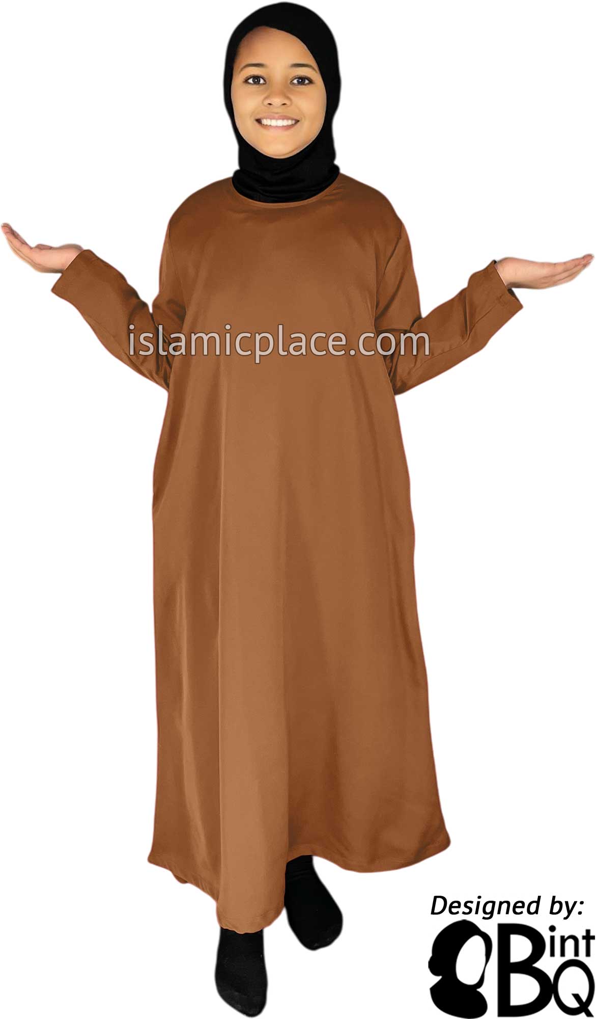 Hazelnut - Girl's Basics Plain Abaya by BintQ