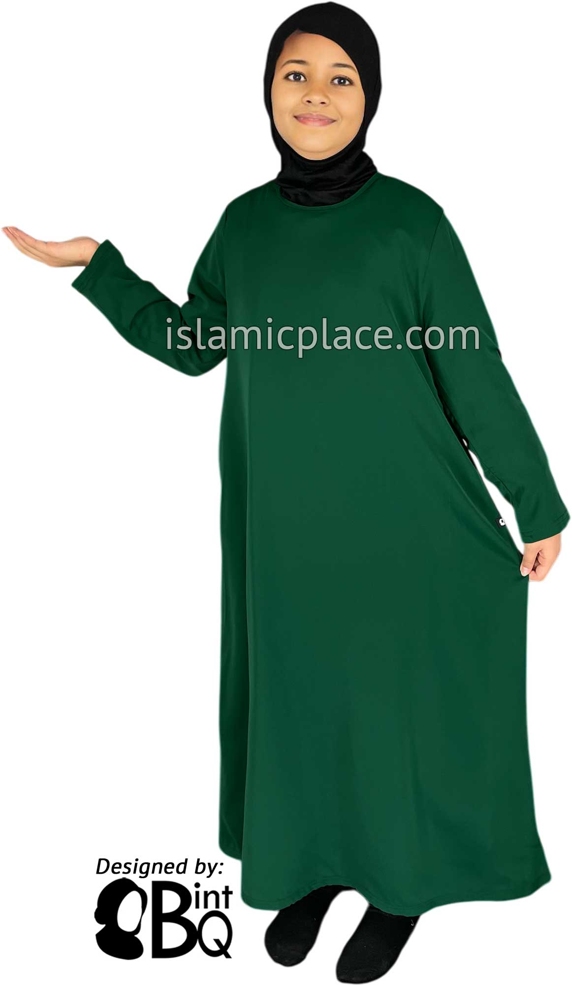Hunter Green - Girl's Basics Plain Abaya by BintQ