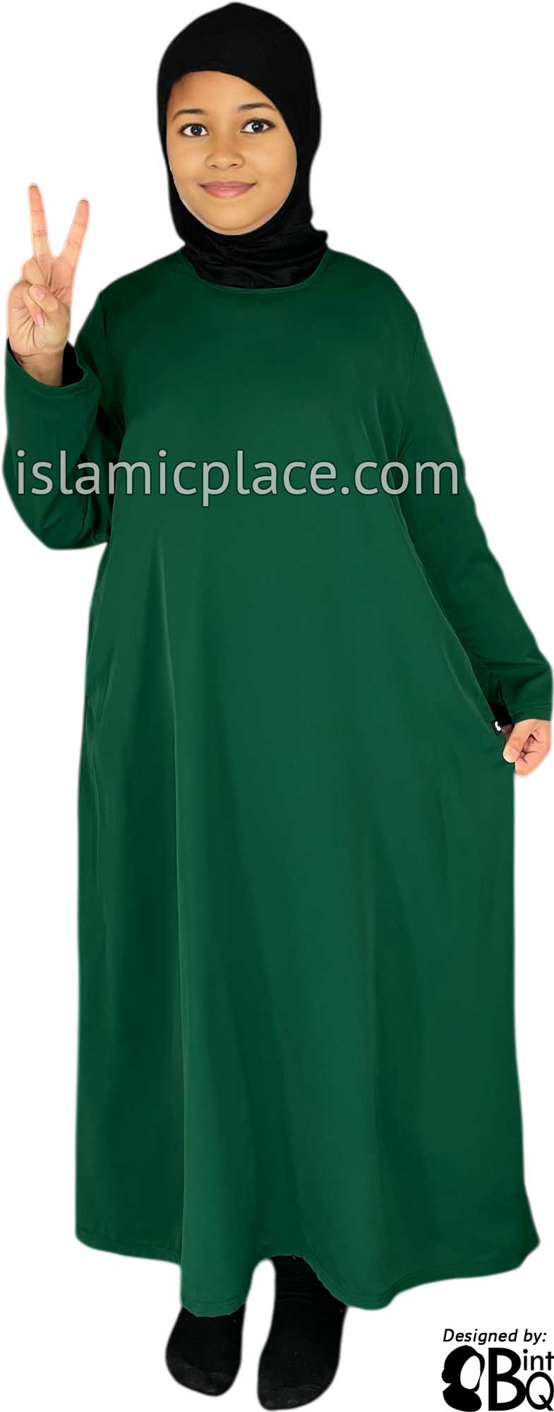 Hunter Green - Girl's Basics Plain Abaya by BintQ