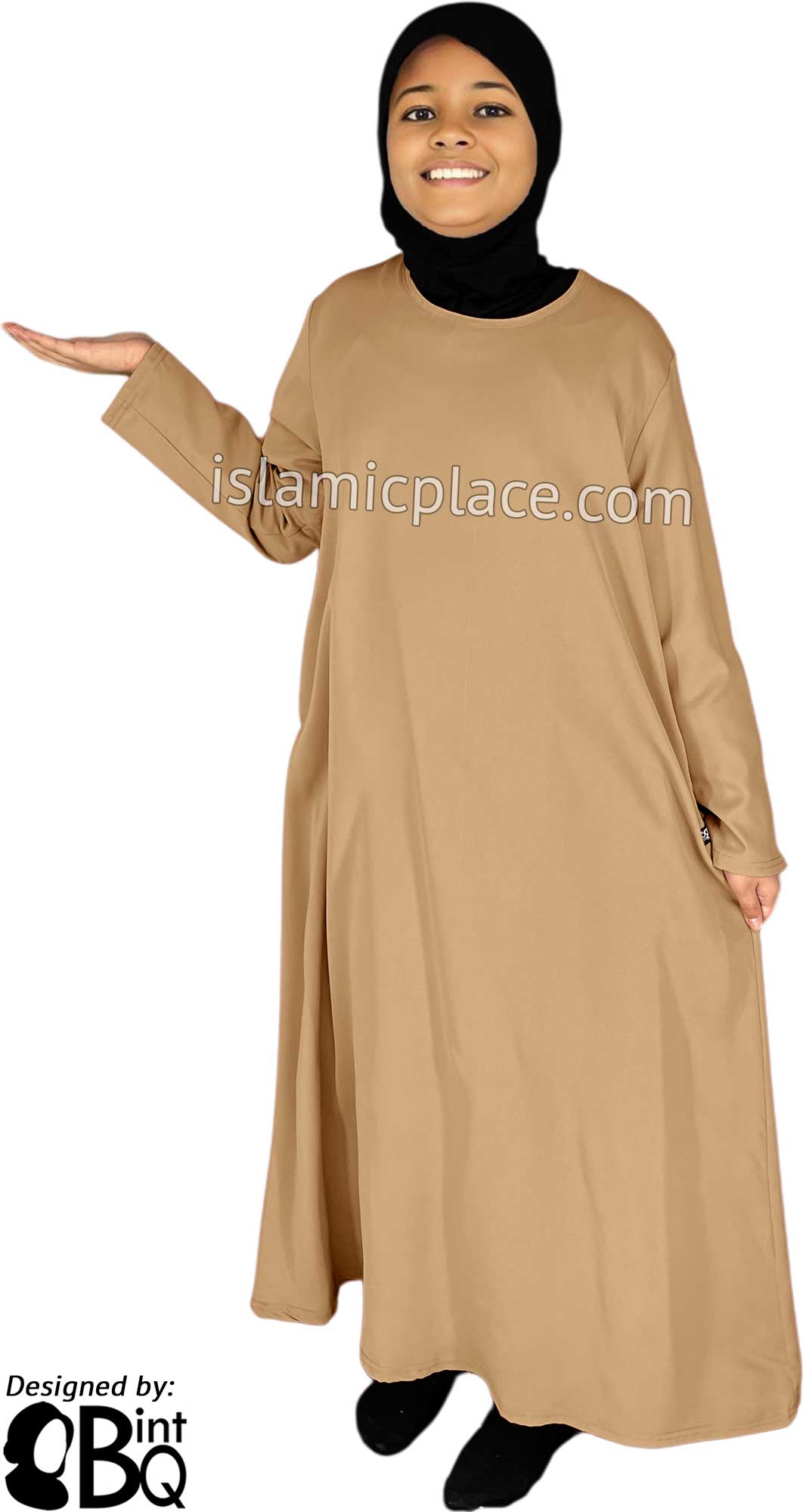 Khaki - Girl's Basics Plain Abaya by BintQ