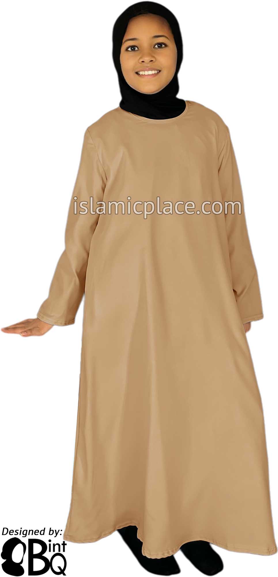 Khaki - Girl's Basics Plain Abaya by BintQ