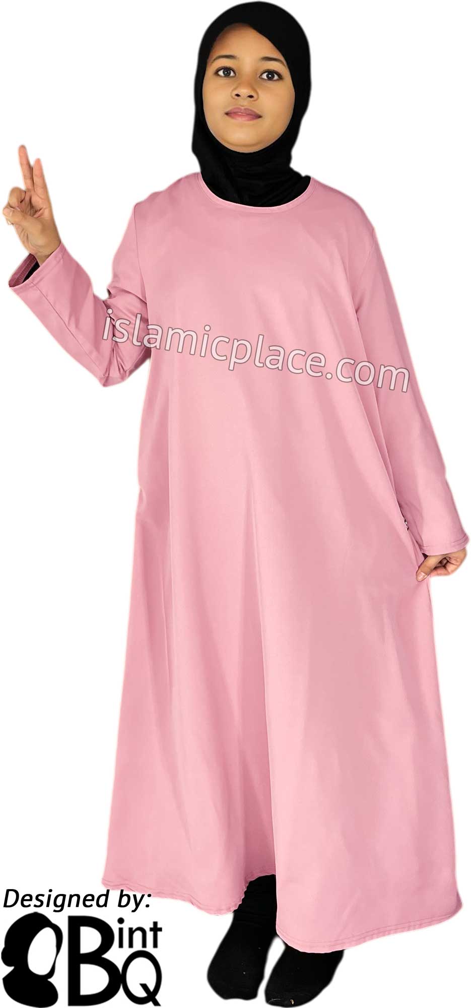 Pink - Girl's Basics Plain Abaya by BintQ