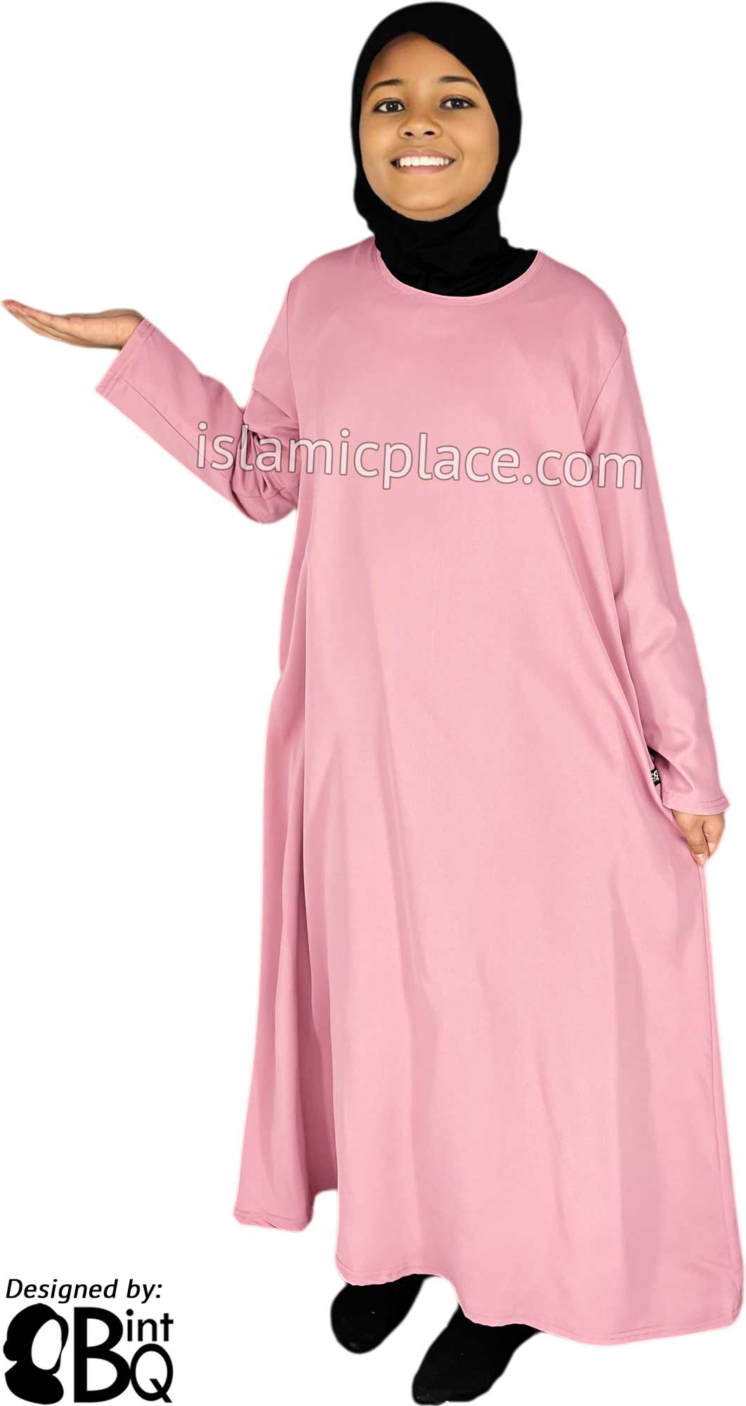Pink - Girl's Basics Plain Abaya by BintQ