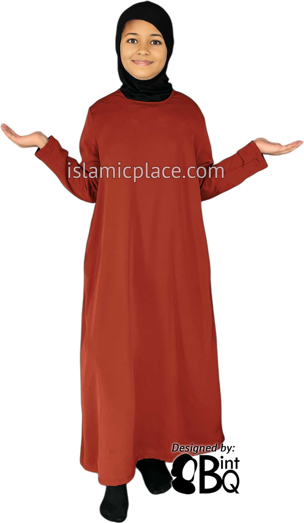 Rust - Girl's Basics Plain Abaya by BintQ