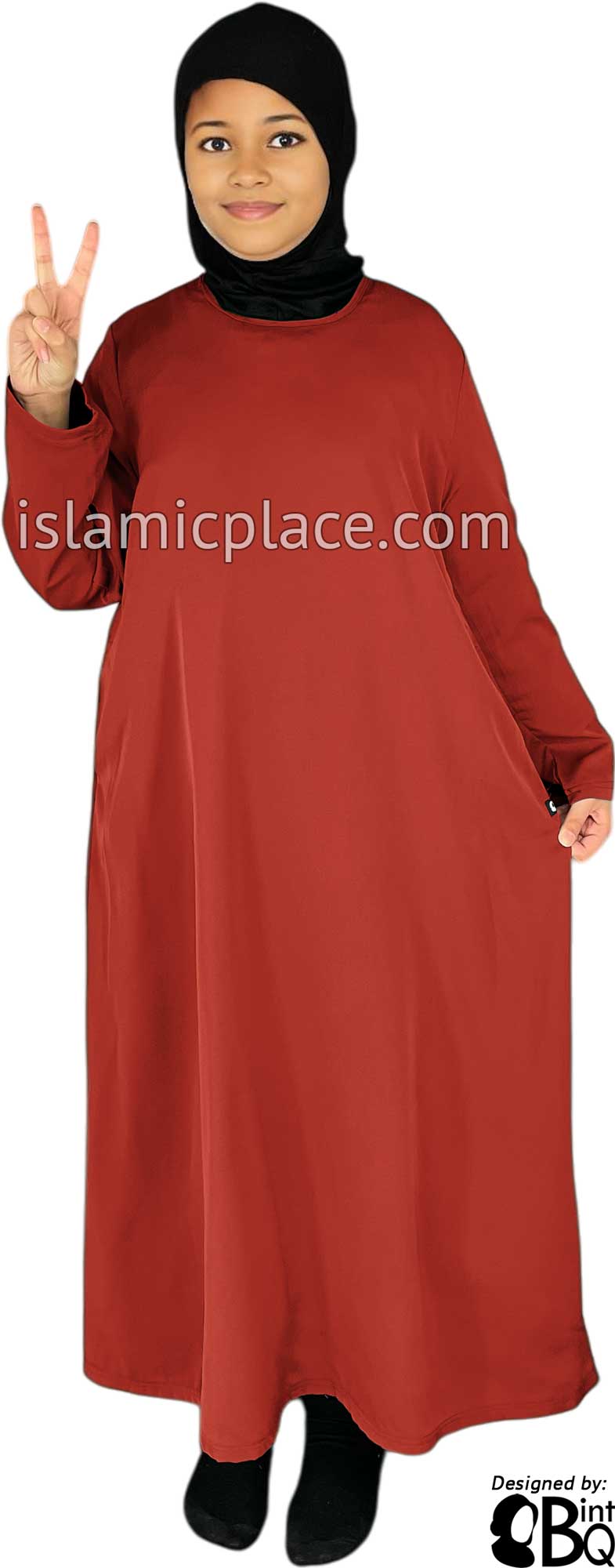 Rust - Girl's Basics Plain Abaya by BintQ