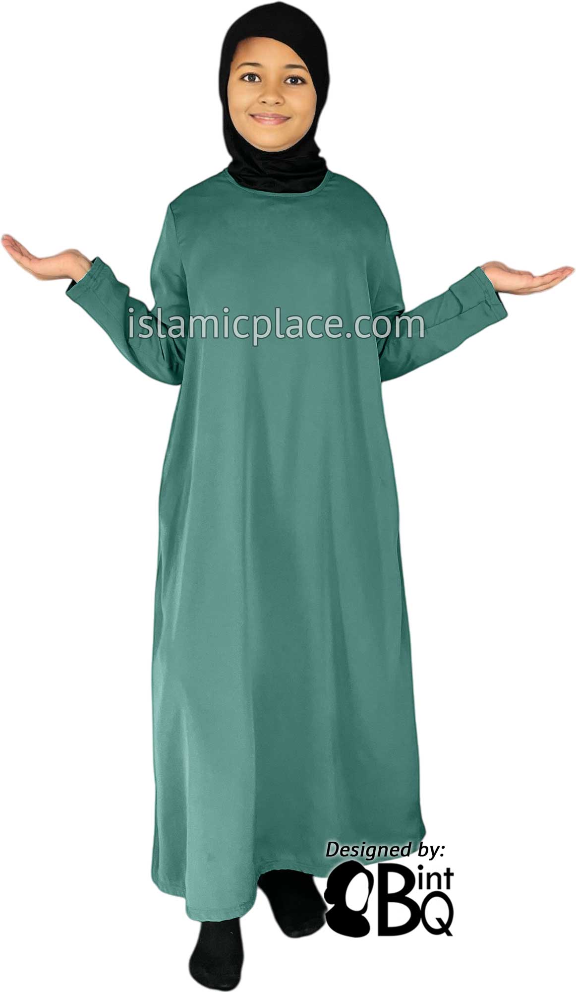 Seafoam Green - Girl's Basics Plain Abaya by BintQ