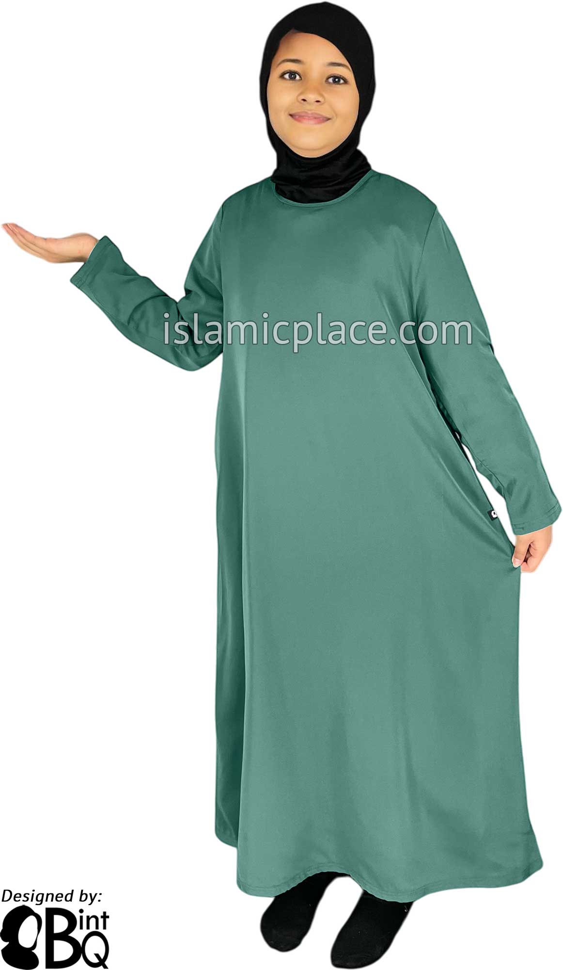Seafoam Green - Girl's Basics Plain Abaya by BintQ