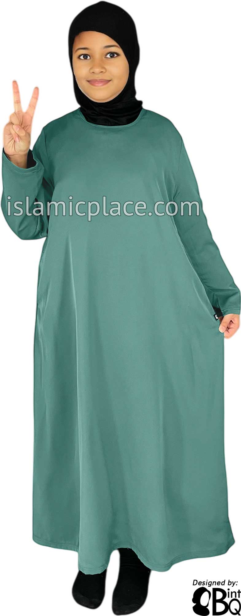 Seafoam Green - Girl's Basics Plain Abaya by BintQ