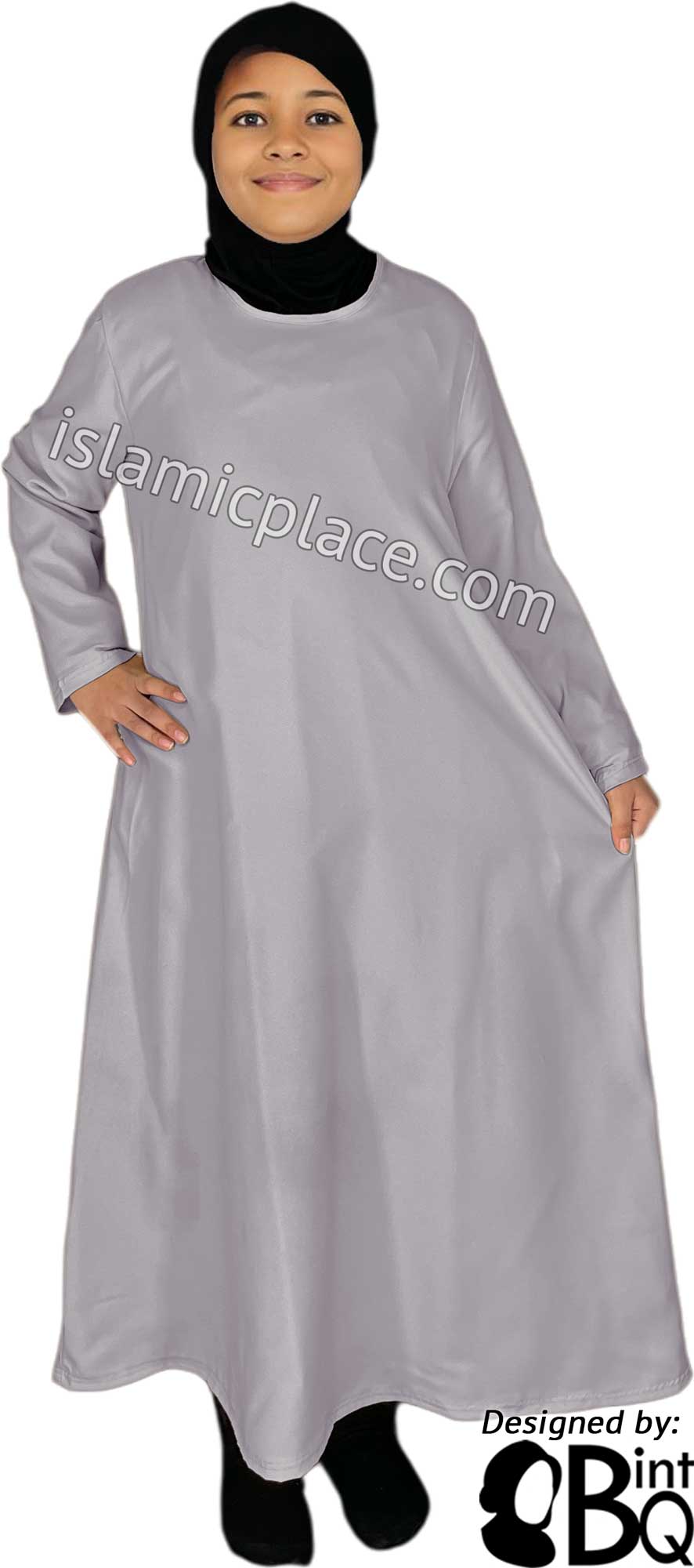 Slate Gray - Girl's Basics Plain Abaya by BintQ