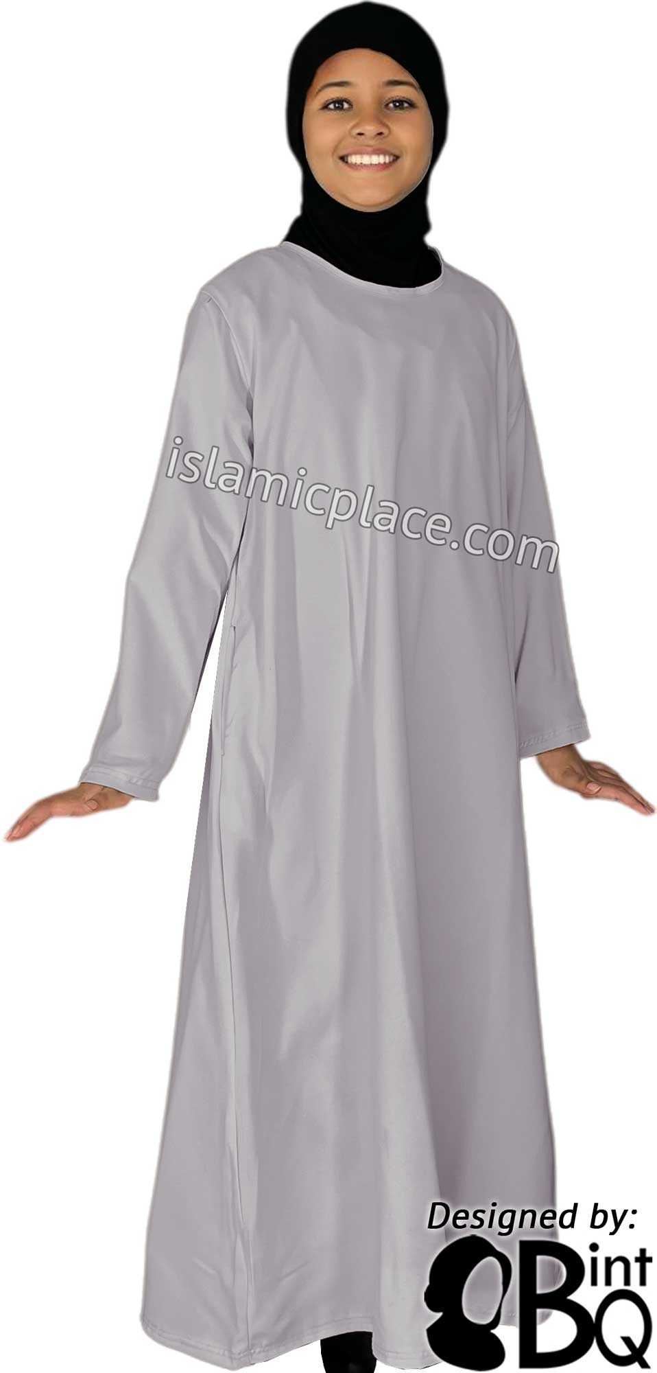 Slate Gray - Girl's Basics Plain Abaya by BintQ