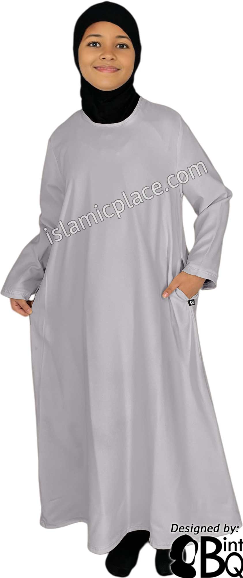 Slate Gray - Girl's Basics Plain Abaya by BintQ