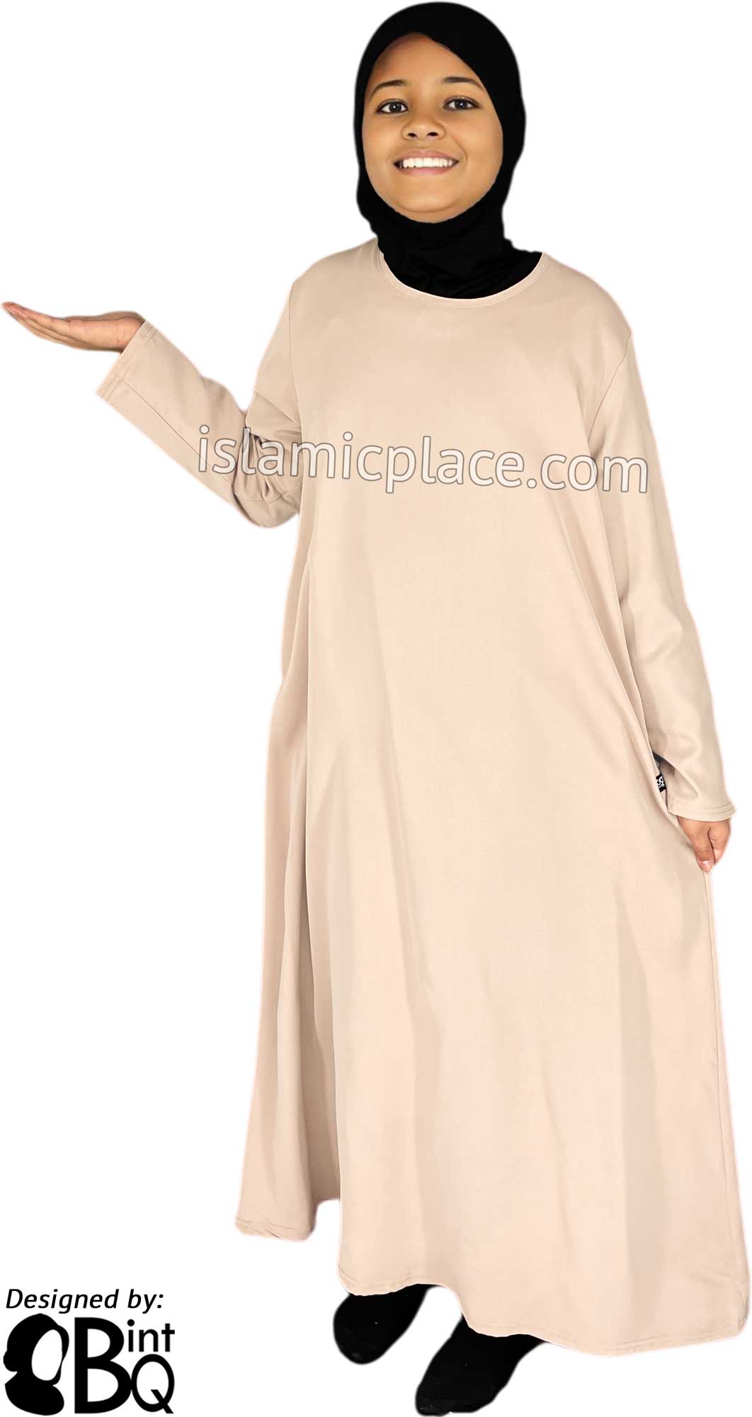 Warm Ivory - Girl's Basics Plain Abaya by BintQ