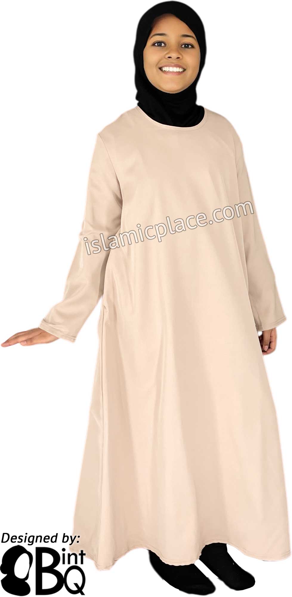 Warm Ivory - Girl's Basics Plain Abaya by BintQ