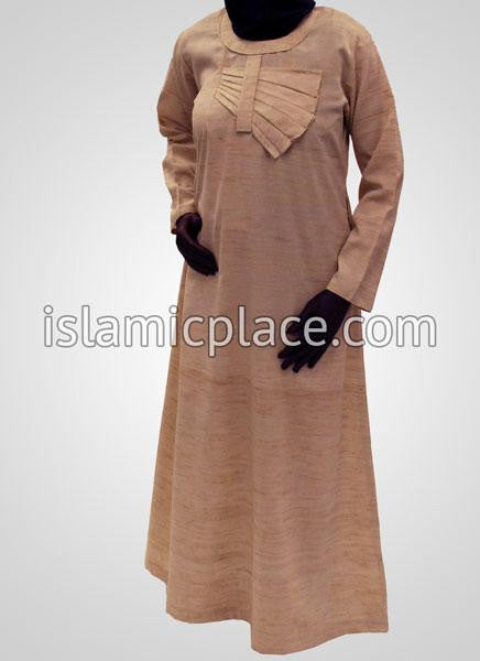 Tea Pink Tweed Abaya with Applique - BQ127
