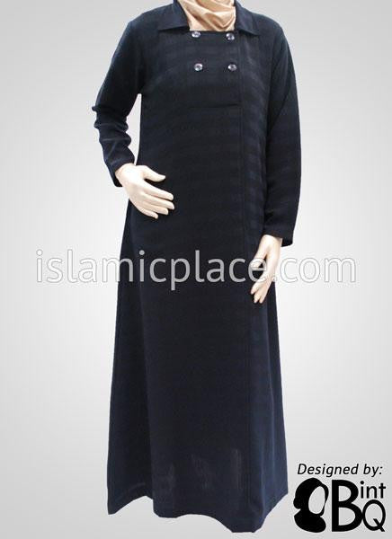 Navy Blue Four-Button Abaya - BQ146