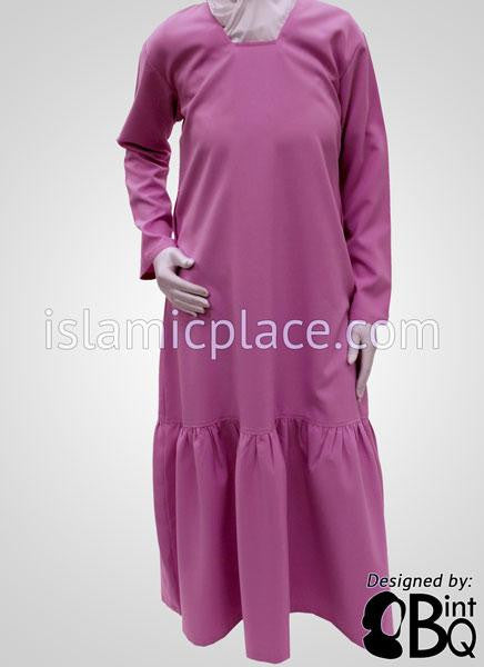 Raspberry Pink Mini Pleats Abaya - BQS3