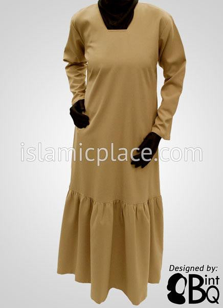 Tawny Tan Mini Pleats Abaya - BQS3