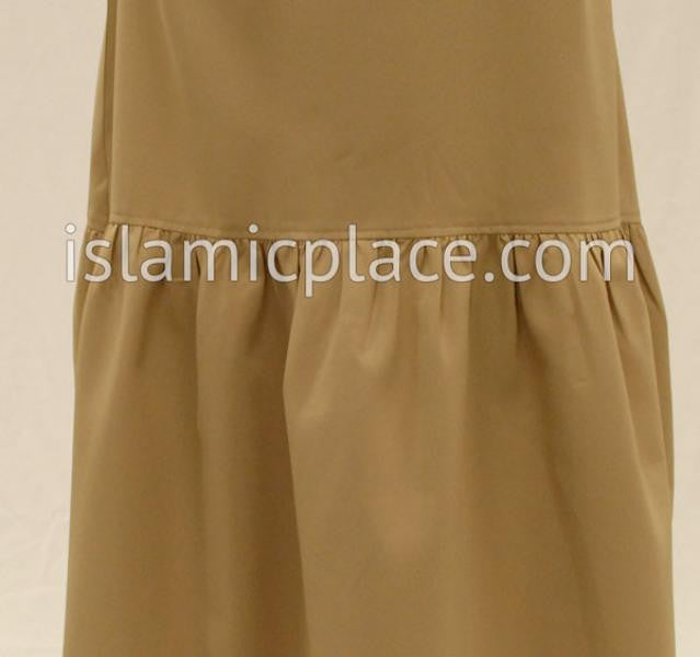 Close up Tawny Tan Mini Pleats Abaya - BQS3