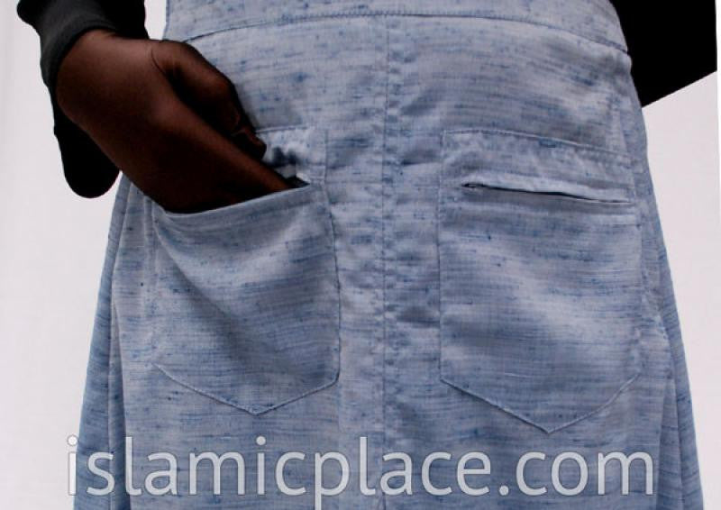 Close up Sky Blue and Navy Tweed Skirt with Pockets - BQ126