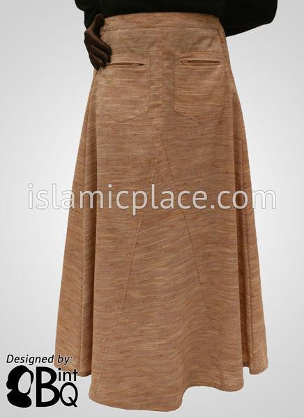 Muted Rust Tweed Skirt with Pockets - BQ126