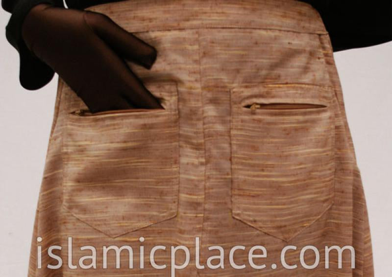 Close up Muted Rust Tweed Skirt with Pockets - BQ126