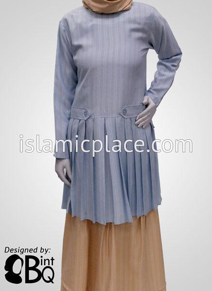 Pleated Sky Blue Striped Kameez - BQ128
