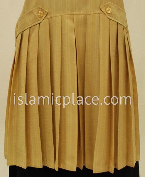 Close up Pleated Muted Gold Striped Kameez - BQ128