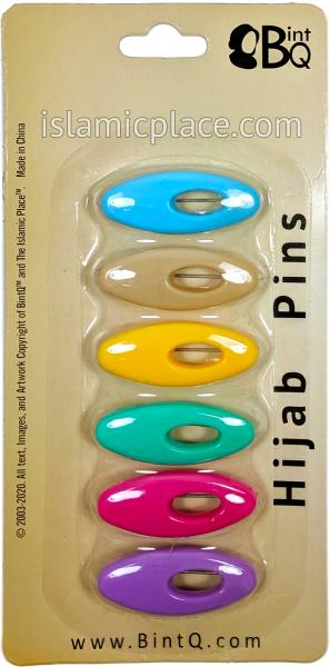 Soft Pastel Multi-colored - Classic Khimar-Hijab Pin Pack with Oval (Pack of 6 Pins)