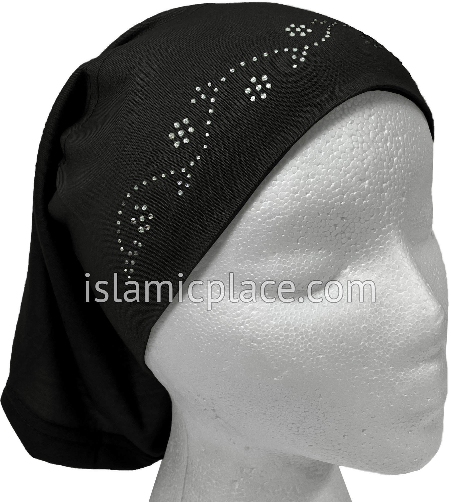 Black - Underscarf with SILVER Rhinestones