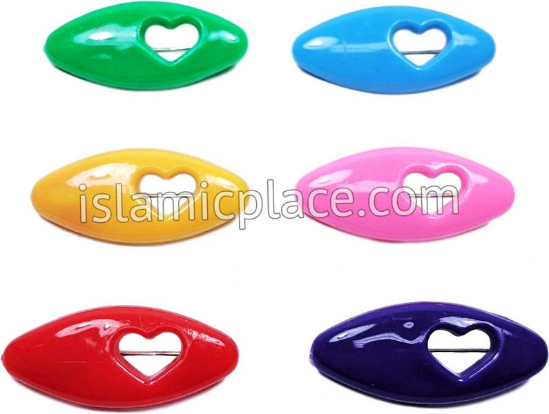 Vibrant Multi-colored Heart Khimar Hijab Pin Pack (Pack of 6 Pins)
