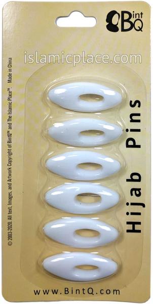 White - Classic Khimar-Hijab Pin Pack with Oval (Pack of 6 Pins)
