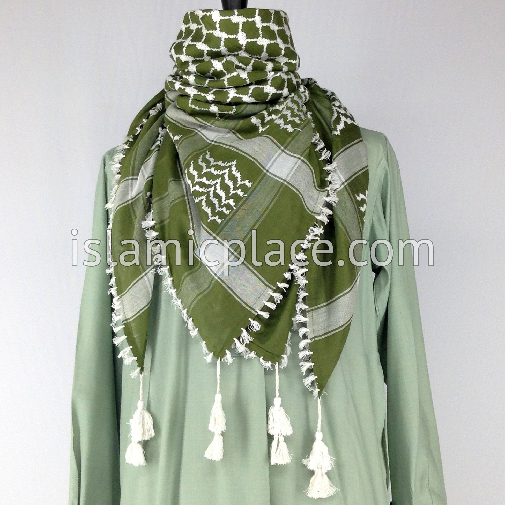 Olive and White - Traditional Style Men Scarf Kifaya