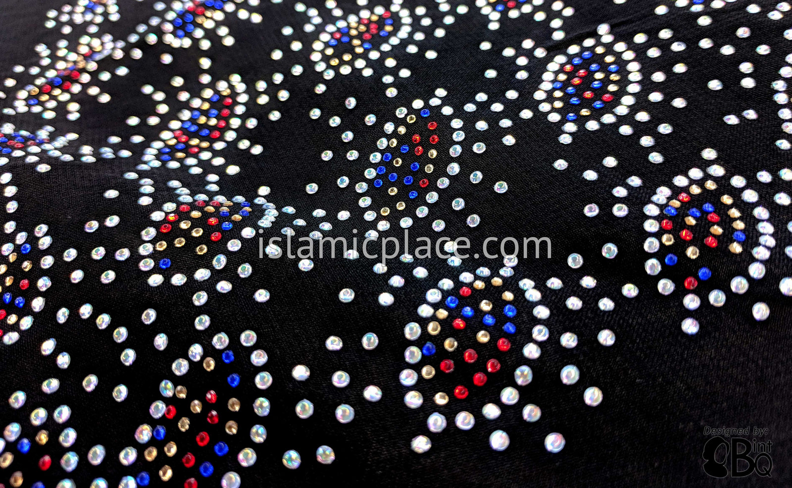 Multi-color Pebbles on Silver Waves Long Rectangle Shayla Hijab with Stones 32"x72"