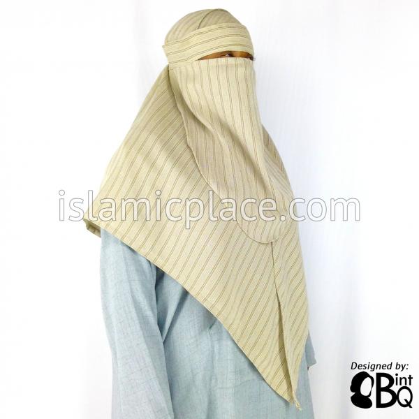 Oatmeal Stripe Khimar and Niqab Set