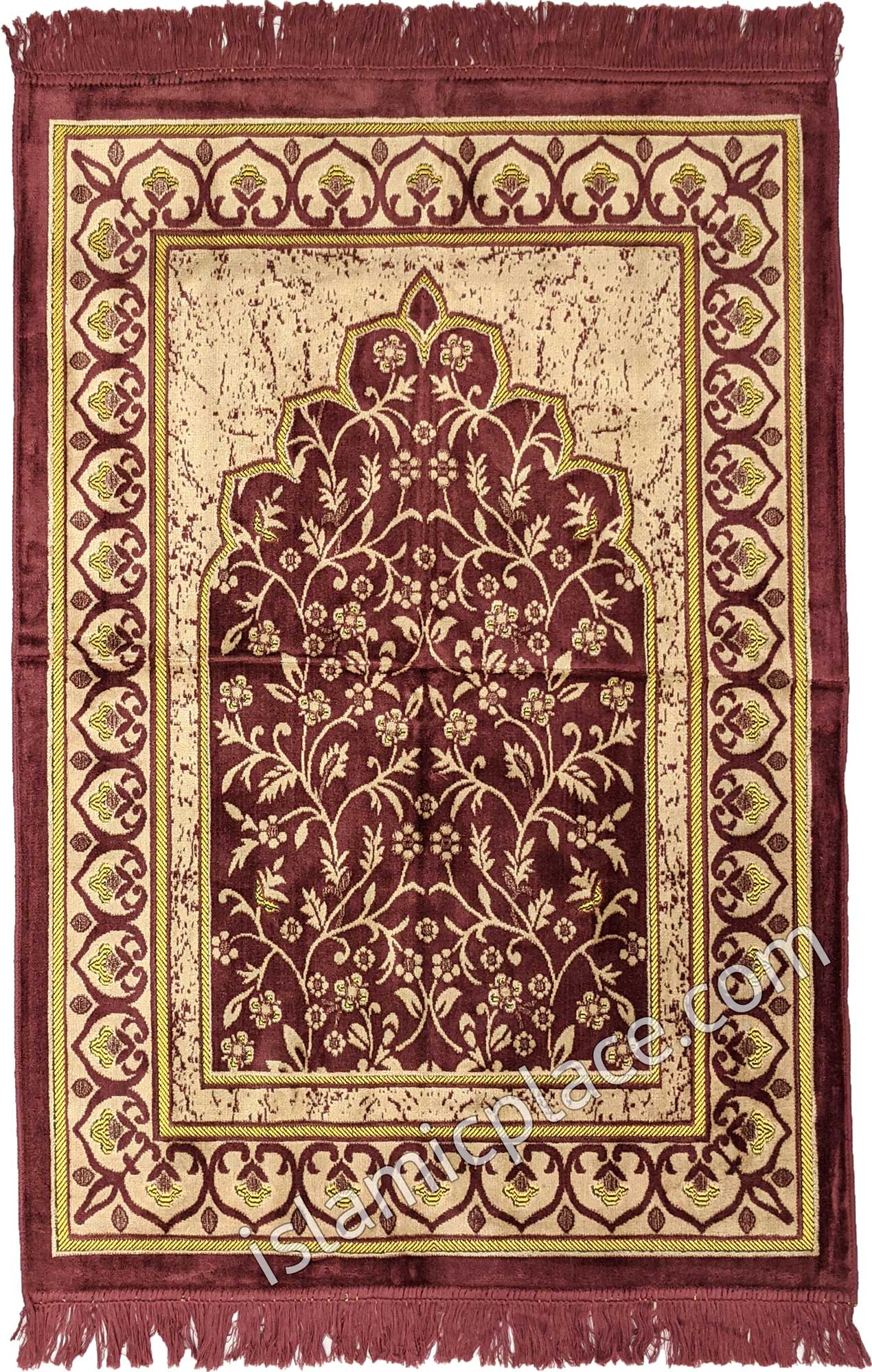 Dusty Rose Pink and Tan Prayer Rug with Petal Mihrab (Big & Tall size)