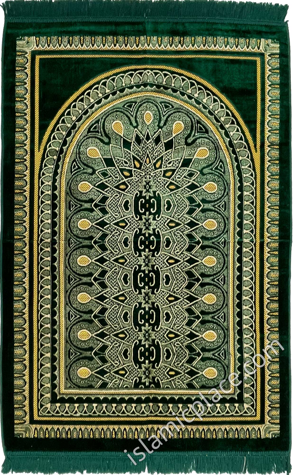 Dark Green Prayer Rug With Mesmerizing Mihrab (Big & Tall size)