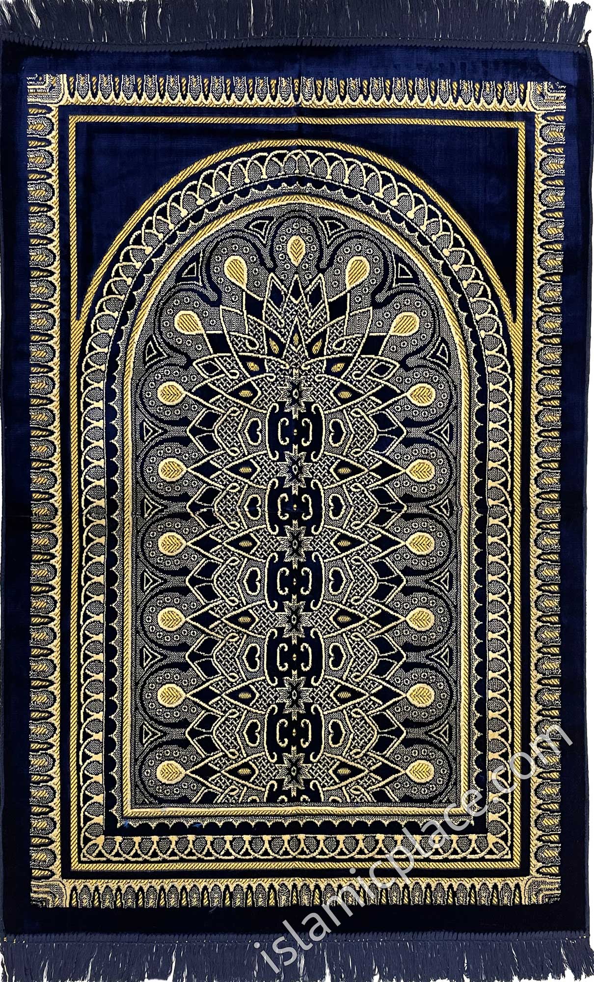 Navy Blue Prayer Rug With Mesmerizing Mihrab (Big & Tall size)